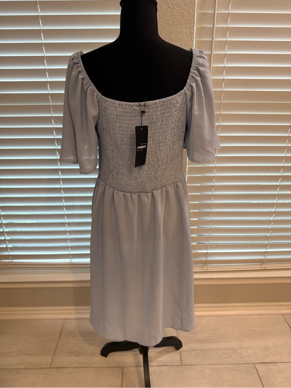 SL Fashions Light Blue Tie-Front Midi Dress - Picture 3 of 5